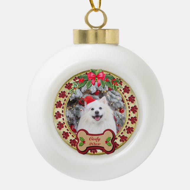 Ich möchte dir ein fröhliches Personalisiertes Hun Keramik Kugel-Ornament (Vorderseite)