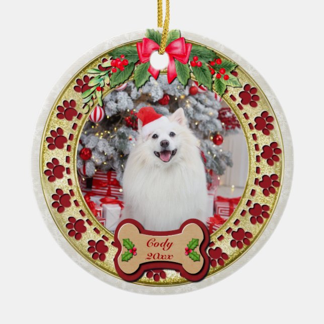 Ich möchte dir ein fröhliches Personalisiertes Hun Keramik Ornament (Vorne)