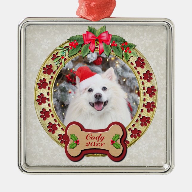 Ich möchte dir ein fröhliches Personalisiertes Hun Ornament Aus Metall (Vorne)