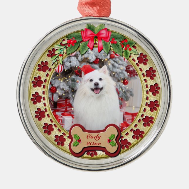 Ich möchte dir ein fröhliches Personalisiertes Hun Ornament Aus Metall (Vorne)
