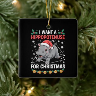 Ich möchte eine Hippopotenuse zu Weihnachten Mathe Keramikornament