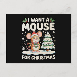 Ich möchte eine Maus zu Weihnachten Santa Hut Schn