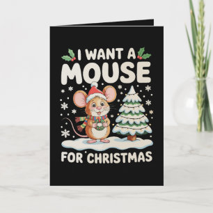 Ich möchte eine Maus zu Weihnachten Santa Hut Schn Karte