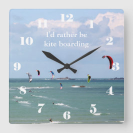 Ich möchte lieber Kitesurf Boarding sein Quadratische Wanduhr