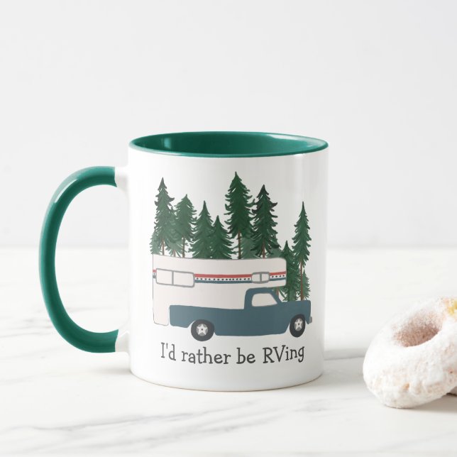 Ich möchte lieber Retro Truck Camper Tree CUSTOM f Tasse (Mit Donut)