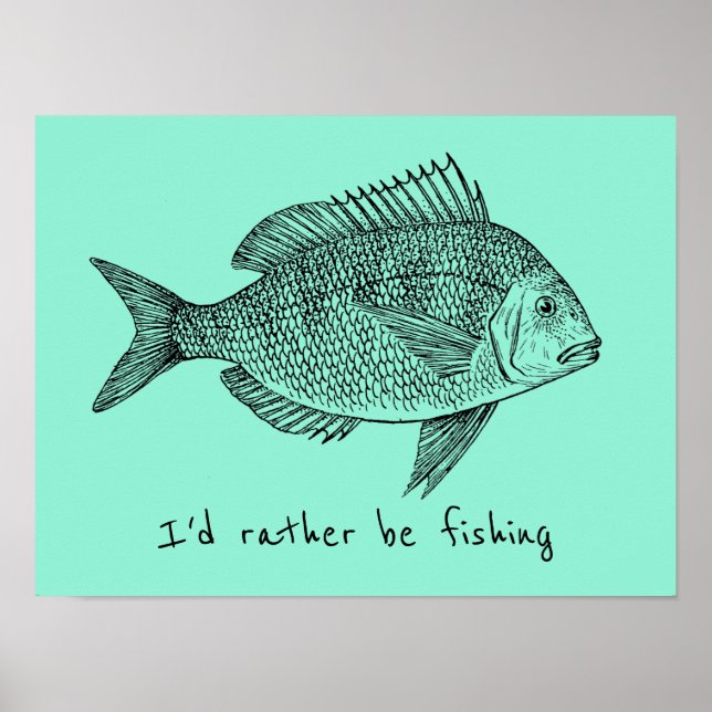Ich möchte lieber Vintagen Fisch fangen Poster (Vorne)