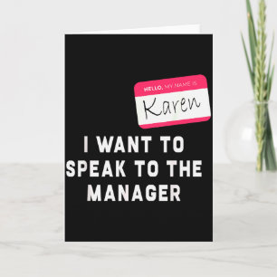 Ich möchte mit dem Manager Karen Halloween-Kostüm Karte