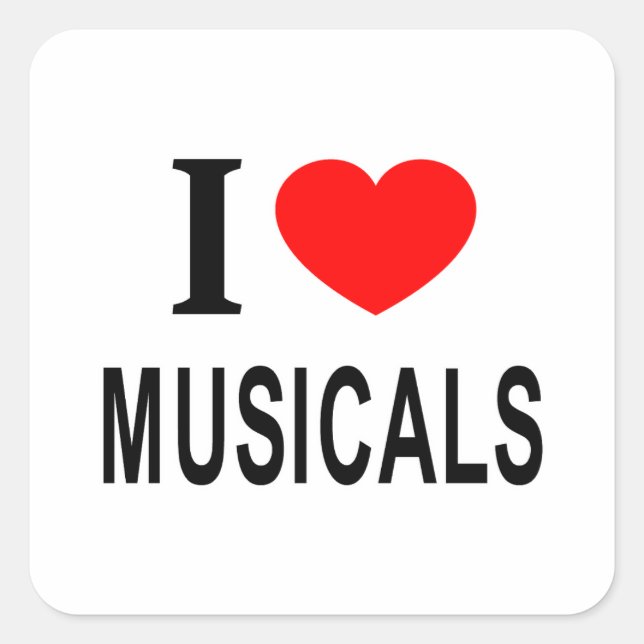 ICH ❤️ MUSIKALEN I LIEBE MUSIKALEN ICH HERZ MUSIKA QUADRATISCHER AUFKLEBER (Vorderseite)