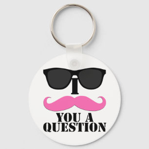 Ich Mustache dir ein Fragerosa mit Sonnenbrille Schlüsselanhänger
