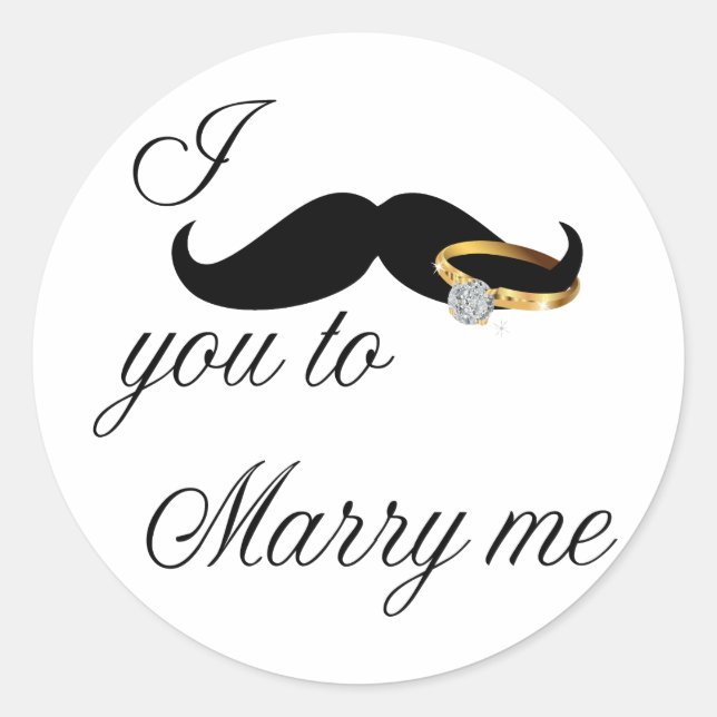 Ich Mustache Sie - zu heiraten Runder Aufkleber (Vorderseite)