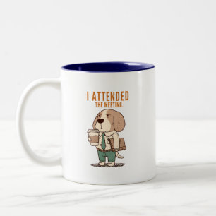 Ich nahm am Meeting teil, ohne mit der Wimper zu z Zweifarbige Tasse