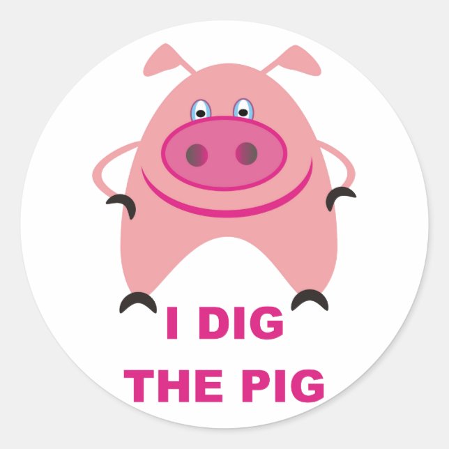 Ich nehme das Schweinekleberblatt. Runder Aufkleber (Vorderseite)