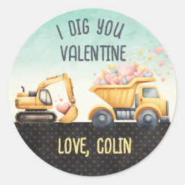 Ich nehme dir Valentine Dumptruck Bau Runder Aufkleber