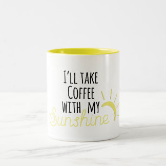 Ich nehme Kaffee mit meiner Zweifarbige Tasse