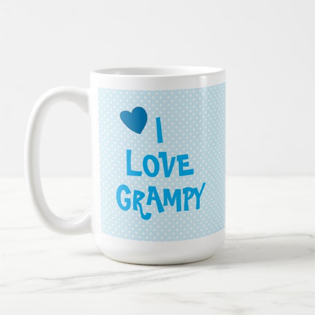Ich (oder WIR) liebe Opa mit blauem Herzen Kaffeetasse (Links)