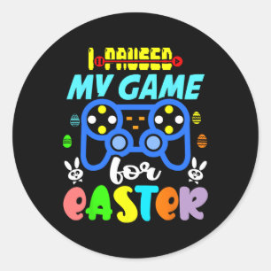 Ich pausierte mein Spiel für Ostern Lustiges Video Runder Aufkleber