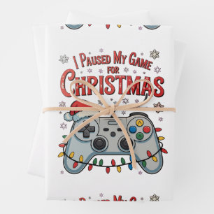 Ich pausierte mein Spiel für Weihnachten Gamer Gam Geschenkpapier Set