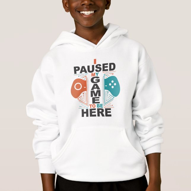 Ich pausierte mein Spiel, zum hier zu sein Jungen Hoodie (Vorderseite)