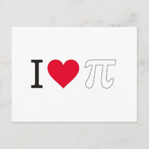 Ich ♥ Pi – Minimalistische Pi-Tag-Grußkarte Postkarte