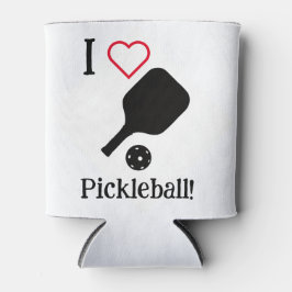 Ich ❤️ Pickleball in schwarz, weiß und rot. Dosenkühler