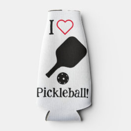 Ich ❤️ Pickleball in schwarz, weiß und rot. Flaschenkühler