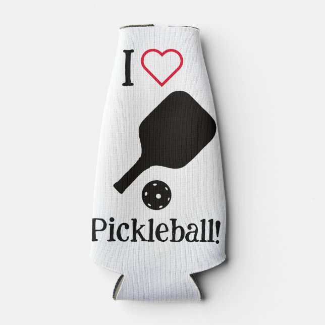 Ich ❤️ Pickleball in schwarz, weiß und rot. Flaschenkühler (Vorderseite)