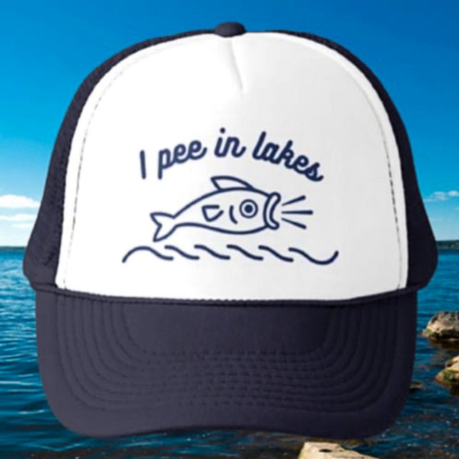 Ich pisse in Seen Funny Fishing Trucker Hat Truckerkappe (Von Creator hochgeladen)