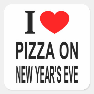 ICH ❤️ PIZZA AM ENDE DES NEUJAHRES IN DER LIEBE PI QUADRATISCHER AUFKLEBER