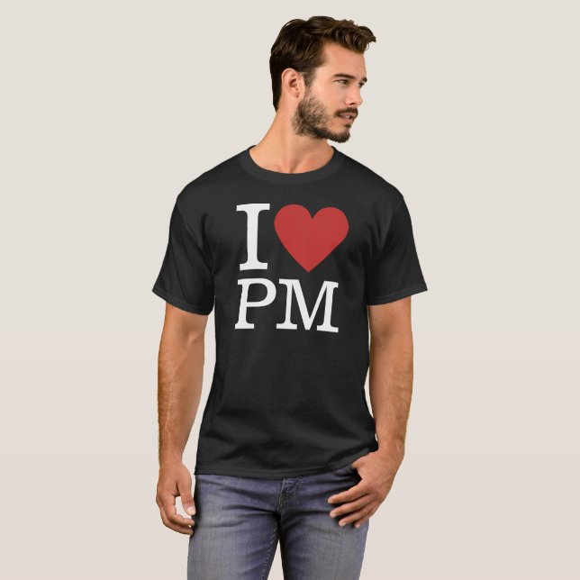 Ich ❤️ PM Projektmanagement für Mitarbeiter CUSTOM T-Shirt (Vorne ganz)