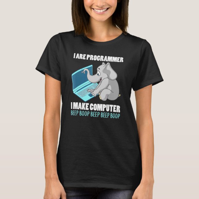 Ich programmiere den Computer-Beep-Boop-Elephan T-Shirt (Vorderseite)