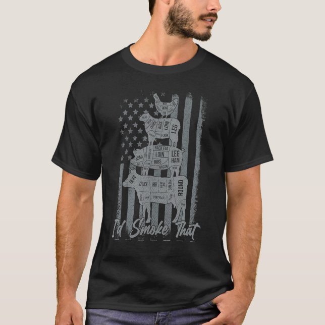 Ich rauche das Grillen, das ich die Flagge 4 rauch T-Shirt (Vorderseite)