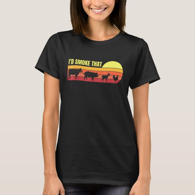 Ich rauche das Grillfleisch, das das Party "Räuche T-Shirt (Vorderseite)