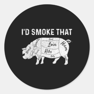 Ich rauche das Grillfleisch Grillen Smoker Vaterda Runder Aufkleber