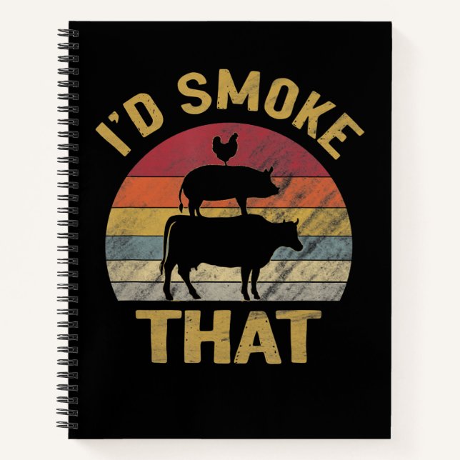 Ich rauche, dass die lustige GRILLEN das Geschenk  Notizbuch (Vorderseite)