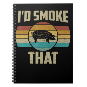 Ich rauche, dass lustige Retro-GRILLEN Pig Fleisch Notizblock