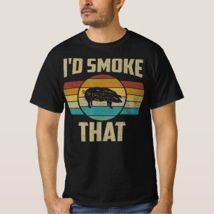 Ich rauche, dass lustige Retro-GRILLEN Pig Fleisch T-Shirt