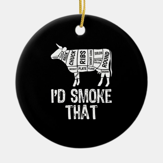 Ich rauche diese Kuh-GRILLEN, rauchend Grillgrill Keramik Ornament (Vorne)