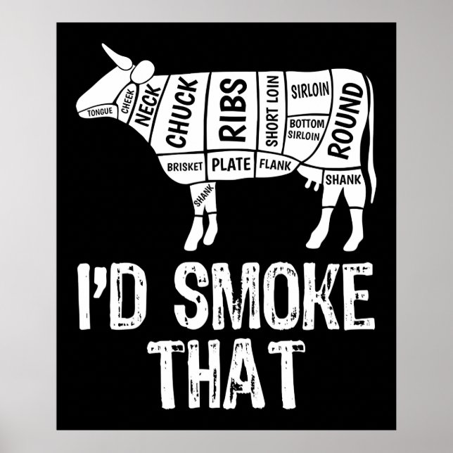 Ich rauche diese Kuh-GRILLEN, rauchend Grillgrill Poster (Vorne)