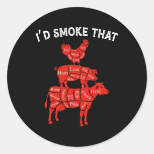 Ich rauche diese rauchende Barbecue Grillen Lover  Runder Aufkleber