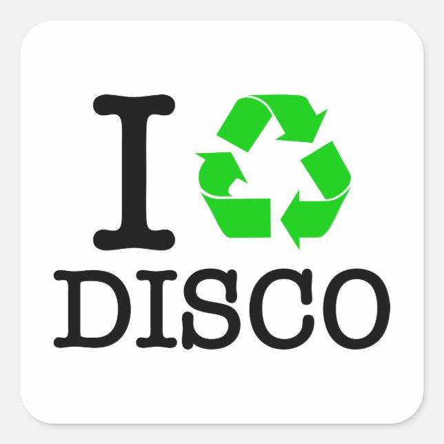 Ich recycel Disco Quadratischer Aufkleber (Vorderseite)