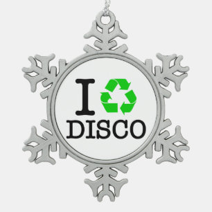 Ich recycel Disco Schneeflocken Zinn-Ornament