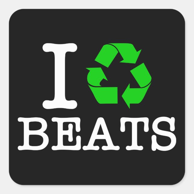 Ich Recycelte Beats Quadratischer Aufkleber (Vorderseite)