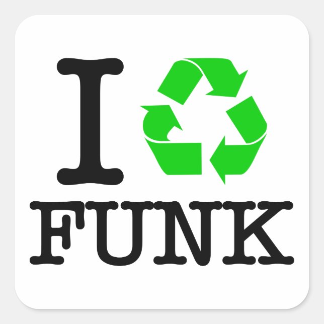 Ich Recycelte Funk Quadratischer Aufkleber (Vorderseite)
