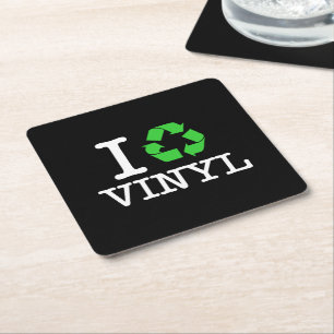 Ich Recycelte Vinyl Rechteckiger Pappuntersetzer