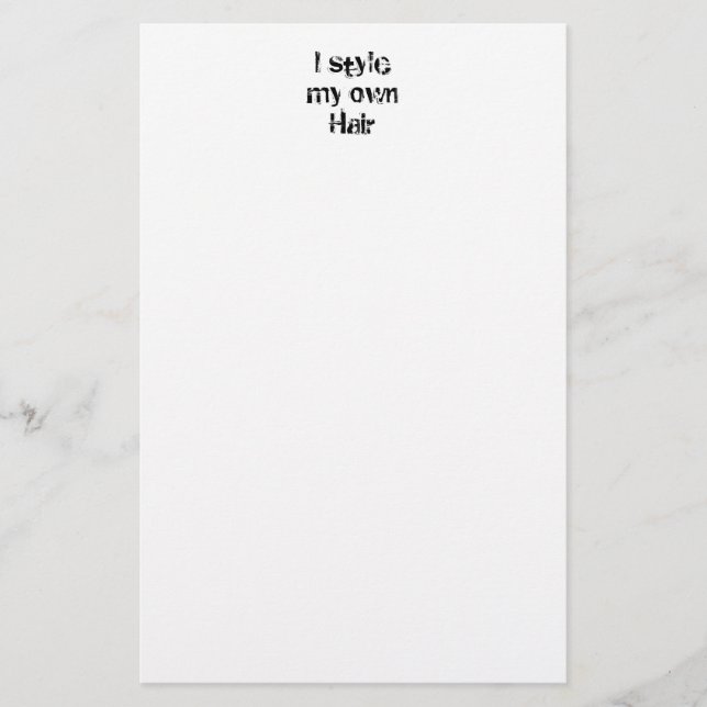 Ich rede mein eigenes Haar an. Schwarzweiss. Briefpapier (Vorderseite)