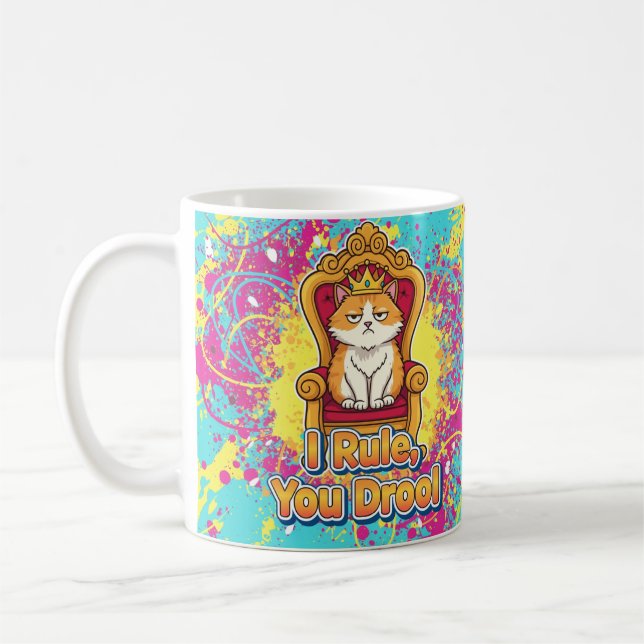 Ich regiere Sie Drool Funny Cat Design Kaffeetasse (Links)