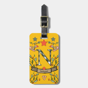 Ich reise für Weihnachts-Monogramm "N" mit Namen Gepäckanhänger