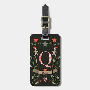 Ich reise für Weihnachts-Monogramm "Q" mit Namen Gepäckanhänger