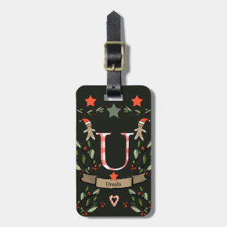 Ich reise für Weihnachts-Monogramm "U" mit dem Nam Gepäckanhänger