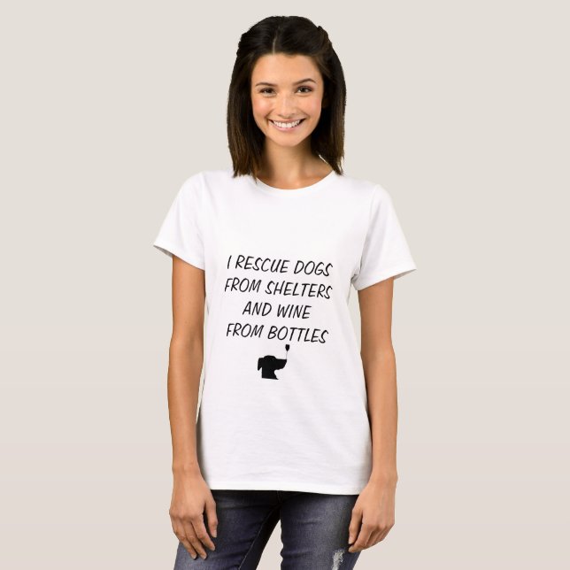Ich rette Hunde von den Schutz und Wein von den T-Shirt (Vorne ganz)